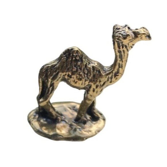 Vintage Brass Camel Figurine Paperweight 1.25" Very Detailed Miniature - Picture 1 of 5